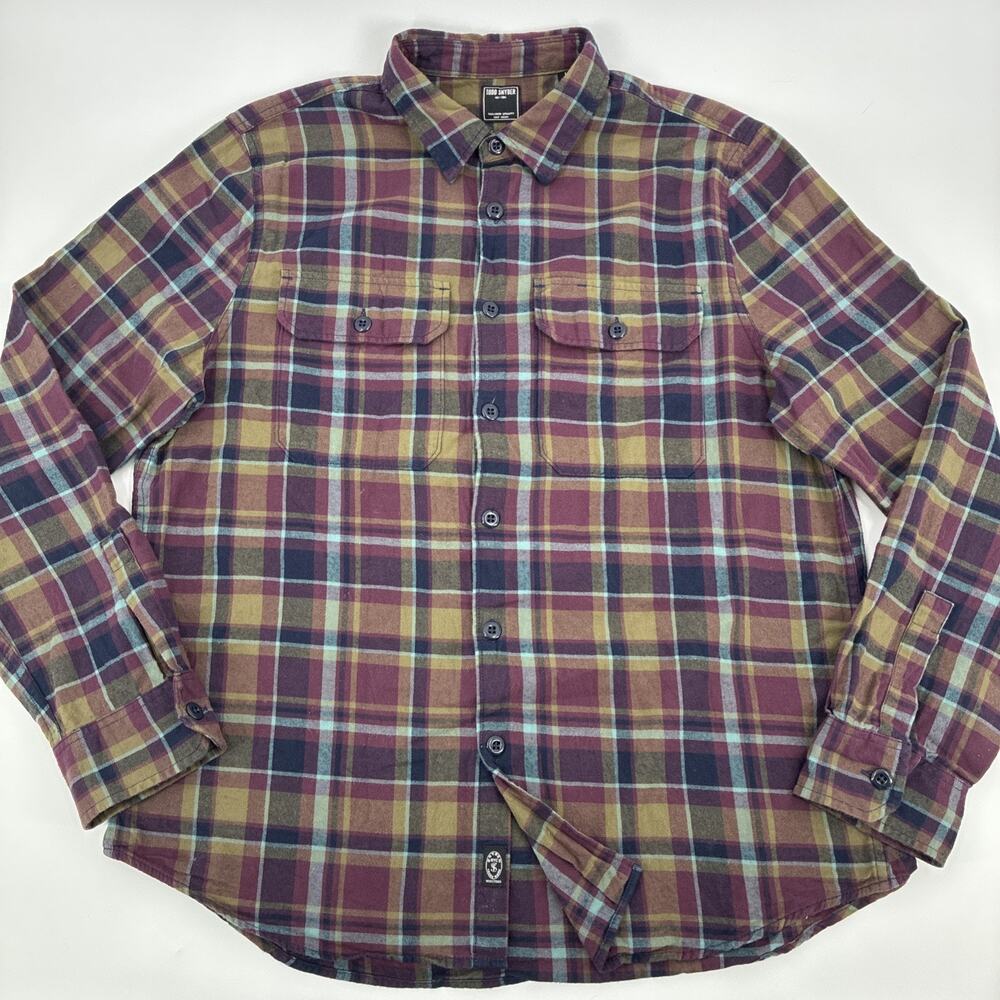 Todd Snyder Flannel Men Large Maroon Plaid Button Up Pockets Designer Casual